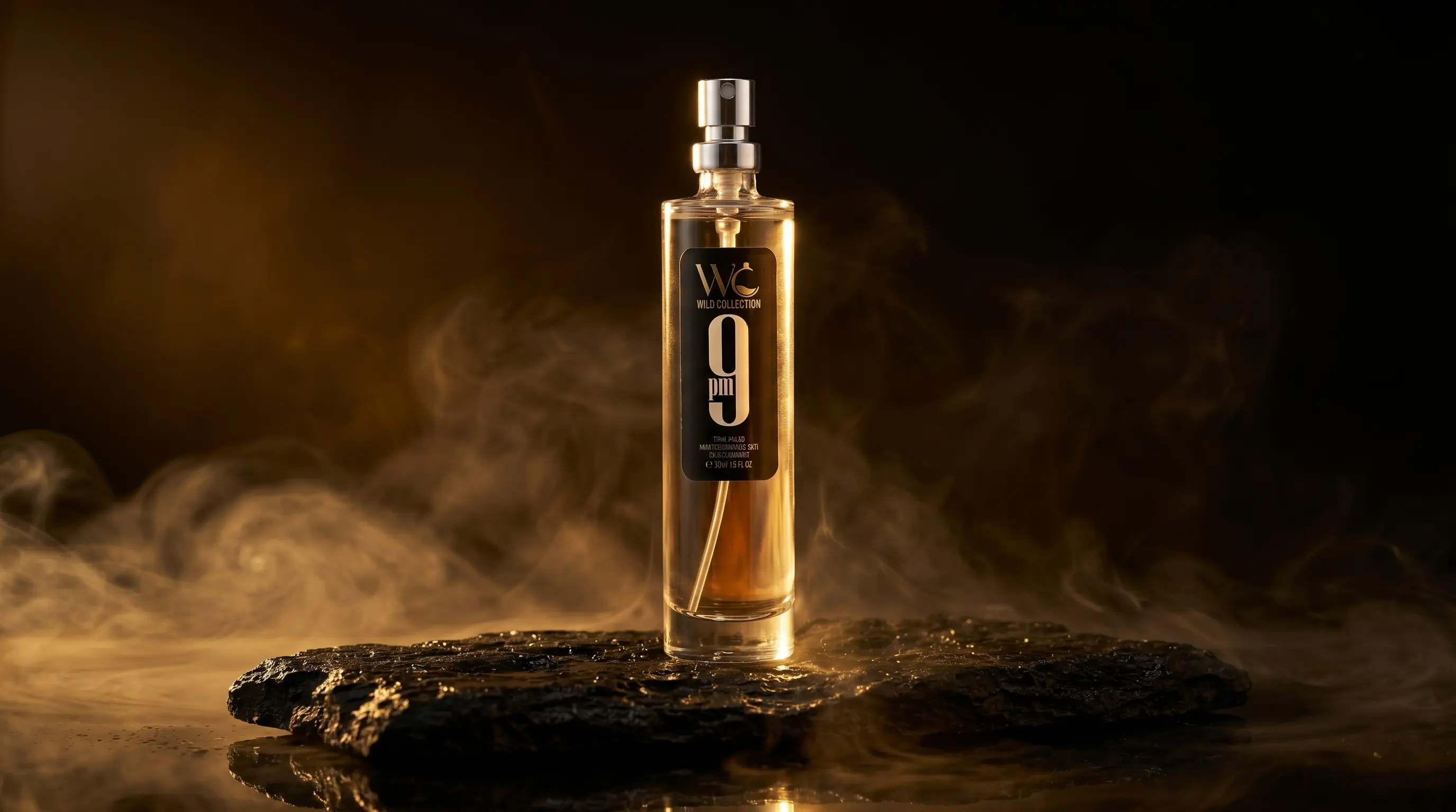 Perfume Wild Collection iluminado en tonos champagne